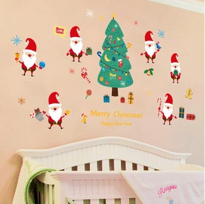 DIY Christmas wall stickers featuring Santa, tree and snowflakes for nursery decoration