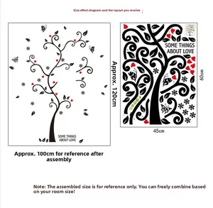 Dettaglio dell'adesivo murale albero con dimensioni 120x100cm e foglio 60x45cm
