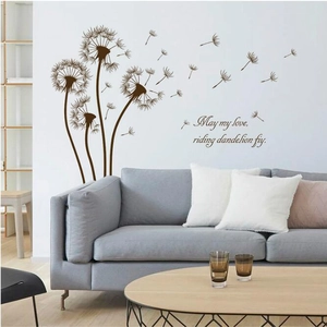 Dandelion PVC Wall Sticker Removable Transparent Film Waterproof Quote Decal For Living Room Bedroom TV Background Wall Decor