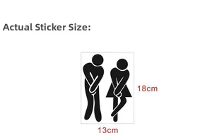 Funny bathroom wall sticker with man and woman silhouettes, actual applied size 18x13cm