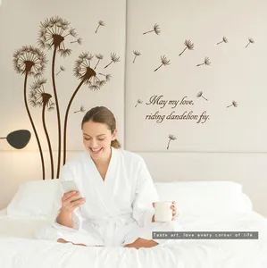 Dandelion wall sticker with romantic quote for bedroom background home decor
