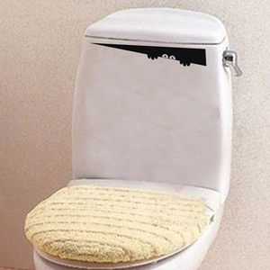 Funny black cartoon peeking figure sticker for bathroom toilet tank decoration