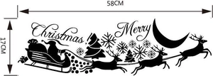 Christmas wall sticker dimensions 58x17cm featuring Santa, reindeer and snowflakes