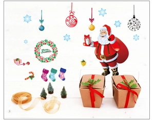 Adesivi murali in PVC con Babbo Natale e fiocchi di neve per decorazioni natalizie festive