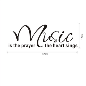 Wandsticker Music is Prayer heart sings in Schwarz mit Abmessungen 57x17cm für Deko