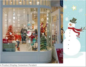 Autocollants de Noël bonhomme de neige pour décoration de vitrine avec cerf et flocon
