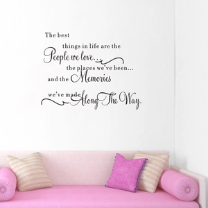 Minimalist 'The Best Things' black wall decal art for cozy living room and bedroom decor