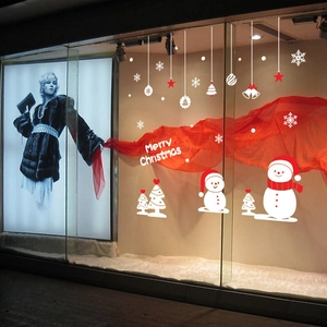 Stickers de Noël pour fenêtres avec bonhomme de neige et flocons pour décorations vitrées