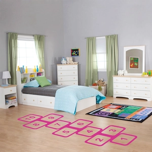 Detailed view of pink numbered hopscotch wall decals for children playroom floor decoration