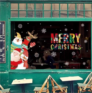 Autocollants de Noël Père Noël et bonhomme de neige pour décoration vitrine
