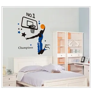 Basketball Player Slam Dunk Wall Sticker Removable PVC Decal For Kids Room Living Room Decor Sport Motivational Champions Wall Art