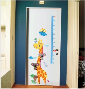 Cartoon giraffe height growth chart wall sticker for kids room decoration 60-180cm