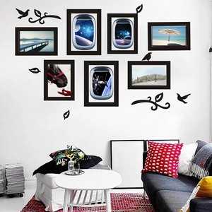 Modern Creative Photo Frame Wall Sticker With Birds And Leaves Nordic DIY Waterproof PVC Wall Decal For Living Room Bedroom