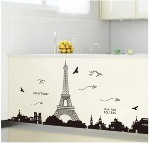 Paris Eiffel Tower skyline wall sticker silhouette for living room home decor