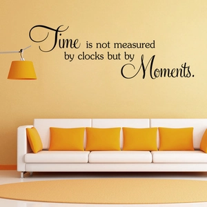 Minimalist vinyl wall decal with inspirational quote about time for home decor