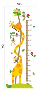Cartoon Giraffe Messlatte Wandtattoo mit Maßen 60x160cm und Skala für Kinder