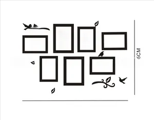 Detail of tree and birds wall sticker with photo frames, dimensions 75x55cm