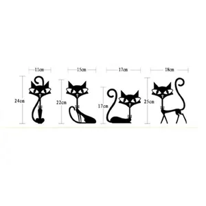 Tableau des tailles pour stickers muraux chats noirs DIY avec dimensions détaillées