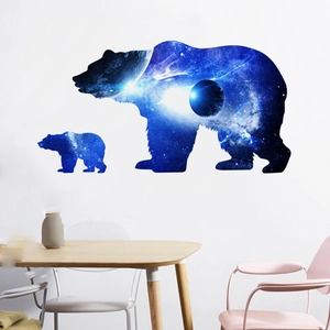 Wandtattoo Bärensilhouetten mit Sternenhimmel-Muster für Kinderzimmer Wanddekoration