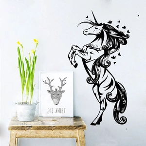 Unicorn Wall Sticker Butterfly Pattern Silhouette Wall Decal PVC Waterproof Self-Adhesive Decor For Living Room Kids Bedroom