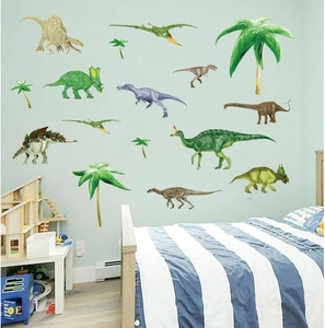 Adesivi murali dinosauri realistici con T-Rex e palme per decorazione camera dei bambini