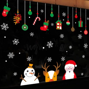 Christmas wall stickers set with Santa, reindeer and snowman for festive window decoration