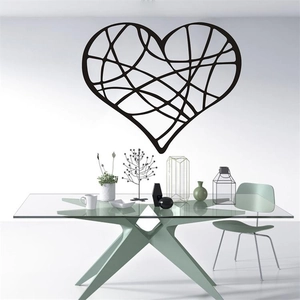Modern black geometric heart wall sticker for minimalist living room wall decoration