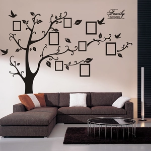 Large Black Family Tree Wall Stickers Removable PVC Photo Frame Decal Quote Mural DIY Home Decor For Living Room Bedroom