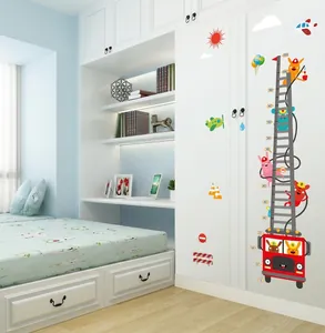 Cartoon fire truck and animal height chart wall sticker for kids room decoration