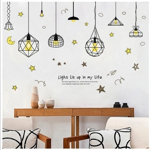 Modern star and hanging lamp wall stickers for a cozy living room background decoration