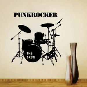 Kreativer Punk Rock Schlagzeug Wandaufkleber Silhouette für moderne Wanddekoration zu Hause