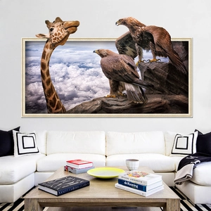 Adesivo Murale Visivo 3D Con Giraffa E Aquila Murale Decorativo In PVC Rimovibile Per Soggiorno Camera Da Letto Casa