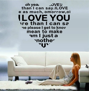 Sticker mural créatif en forme de cœur I Love You pour déco murale de salon