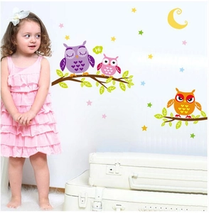 Cartoon Owl Family Wall Sticker Removable PVC Decal For Kids Room Nursery Kindergarten Waterproof DIY Mural Home Decor