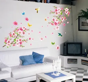 Plum blossom and magpie wall decal with butterflies for living room glass decoration