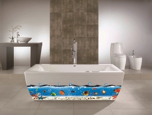 Tropical fish ocean themed removable wall decals for bathroom bathtub decoration