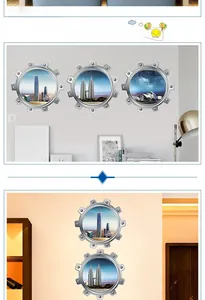 3D submarine window wall decals featuring Hong Kong, Kuala Lumpur and Sydney city landmarks
