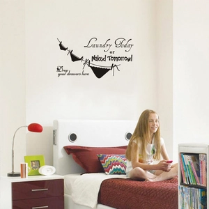 Laundry Today or Naked Tomorrow black vinyl wall decal for laundry room home decor