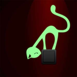 Luminous green cat silhouette light switch wall sticker for home decor in dark