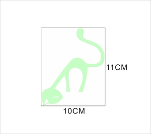 Luminous cat silhouette light switch sticker in soft green color, 10cm x 11cm size