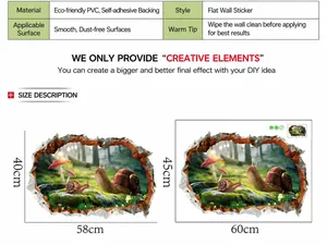 3D forest snail wall decal made of waterproof eco-friendly PVC for room decoration
