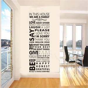 Family House Rules PVC Wall Sticker Inspirational Quotes Removable Waterproof Vinyl Art Decal For Living Room Home Decor