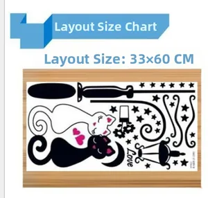 Detail view of cat wall stickers with sheet dimensions 33x60CM for home decoration