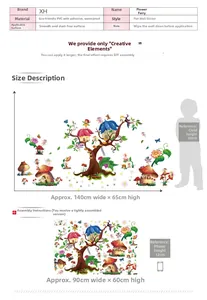 Stickers muraux en PVC imperméable motif fée papillon avec dimensions de 140x65cm