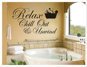 Modern Relax Chill Out & Unwind wall decal sticker with bathtub silhouette decor