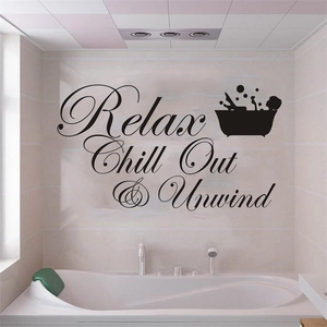 Relax Chill Out and Unwind wall sticker with bathtub silhouette for bathroom decor