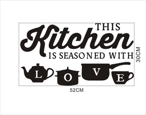 Macro view of Kitchen Is Seasoned With Love wall decal with 52x30cm dimensions