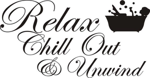 Detail of Relax Chill Out & Unwind vinyl wall sticker with bathtub silhouette design