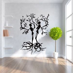 Creative black skull tree wall stickers for modern living room and bedroom home decor
