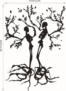 Religious skull wall sticker with tree branches artistic design 57x80cm home decor